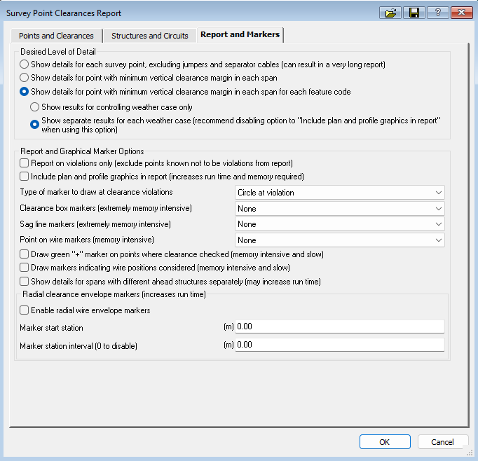 Screenshot guide for PLS-CADD external clearance report settings