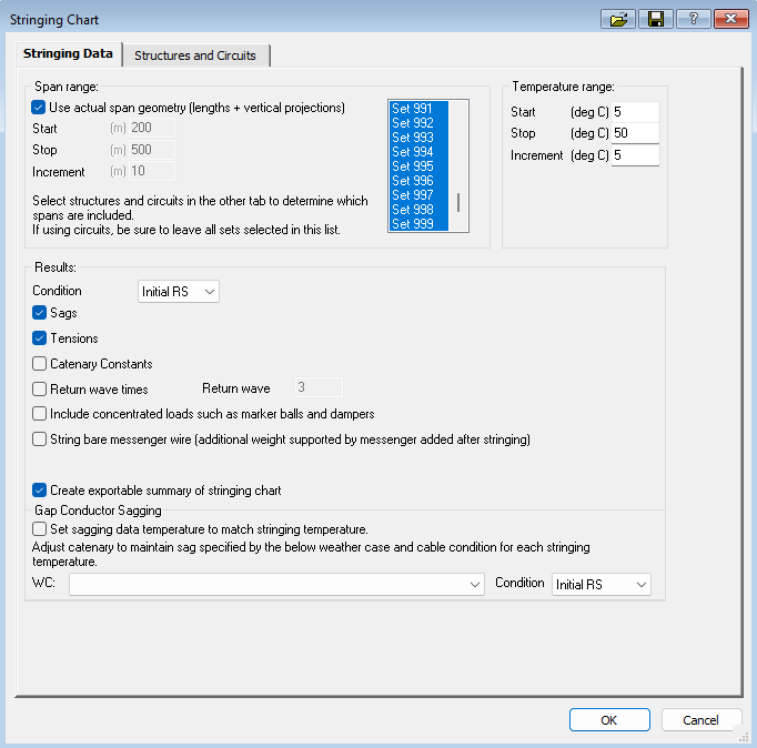 Screenshot guide for PLS-CADD Stringing Chart export settings